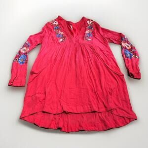 Free People Pink Mia Gauze Embroidered Mini Dress Size Large